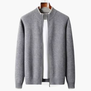 MERINO ZIP TWO-TONE CARDIGAN