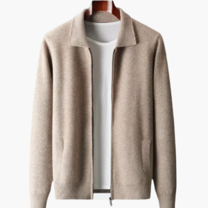 EXTRA-FINE MERINO WOOL ZIP POLO CARDIGAN